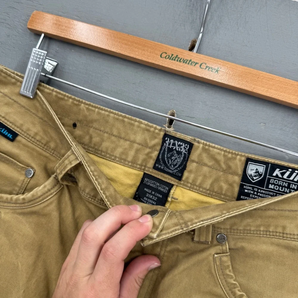 Kuhl Rydr Pants Tan Articulated Knee Cotton Blend Hiking Thick 31 x 32